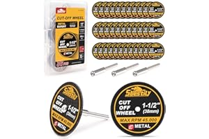 Sbestily 1-1/2 Cut Off Wheels 40 Pack, 1.5" x 1/8" Fiberglass Reinforced Cutting Discs Rotary Tool Accessories Kit with 4 Mandrels, for Cutting Metal, Bolts, Screws