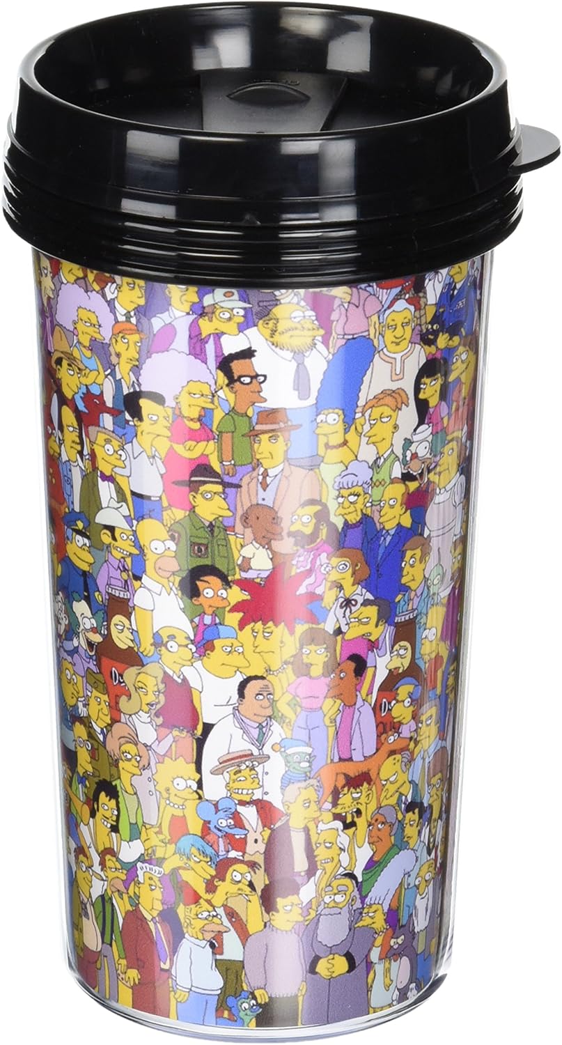 Amazon Com Icup Simpsons Springfield Travel Mug Clear Simpsons Cup Kitchen Dining