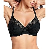 BRABIC Minimizer Bras for Women Full Coverage Plus Size Floral Lace Bra with Underwire Support for Large Bust