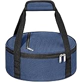 Round Insulated Casserole Carrier, Pie Carrier Bag, Portable Casserole Carrier for Hot or Cold Food Lunch Tote Warmer or Cooler Bag, Lunch Bag for Parties Picnic, Fits 12.5" Baking Dish, Navy Blue