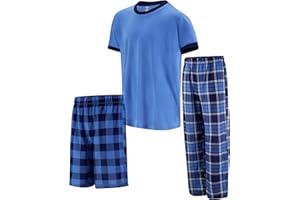 US Angels Boys Pajamas Set, 3-Piece Boys’ Sleepwear Pjs, Loose Fit, Soft, Breathable, Teens and Kids - Size 7-8, 10-12, 14-16