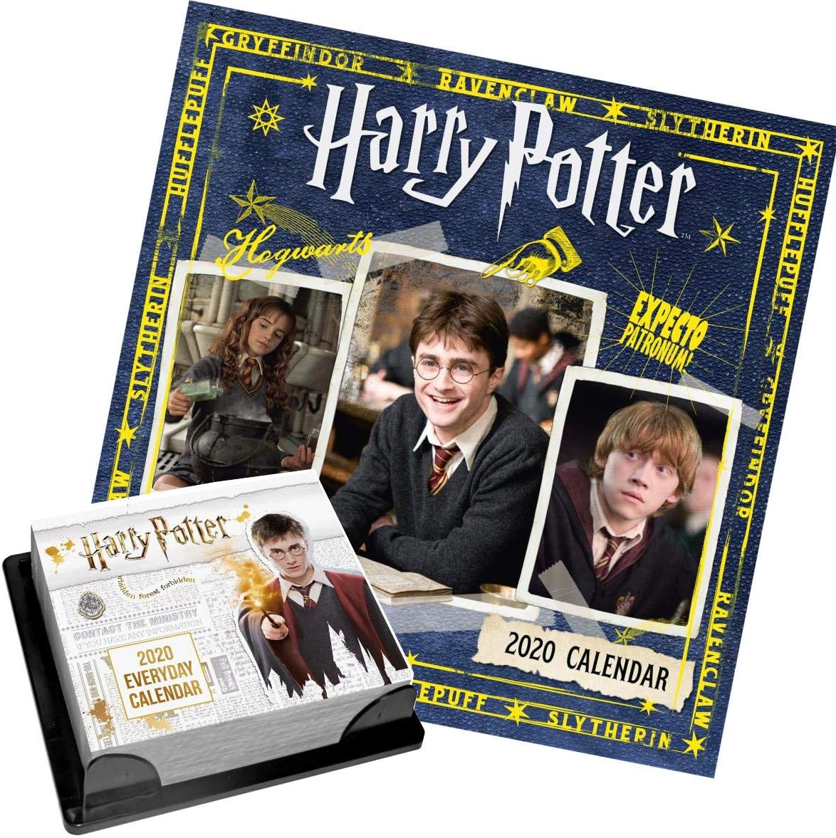 Harry Potter 2021 Square Wall Calendar and Harry Potter 2021 Desk Block with Organisational Stickers Gift Set