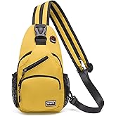 SUIKIHUM Convertible Sling Bag Crossbody Backpack, 7.9" Tablet Bags with Headphone Jack Shoulder Bag Casual Pack for Women Men Hiking Travel (Yellow)