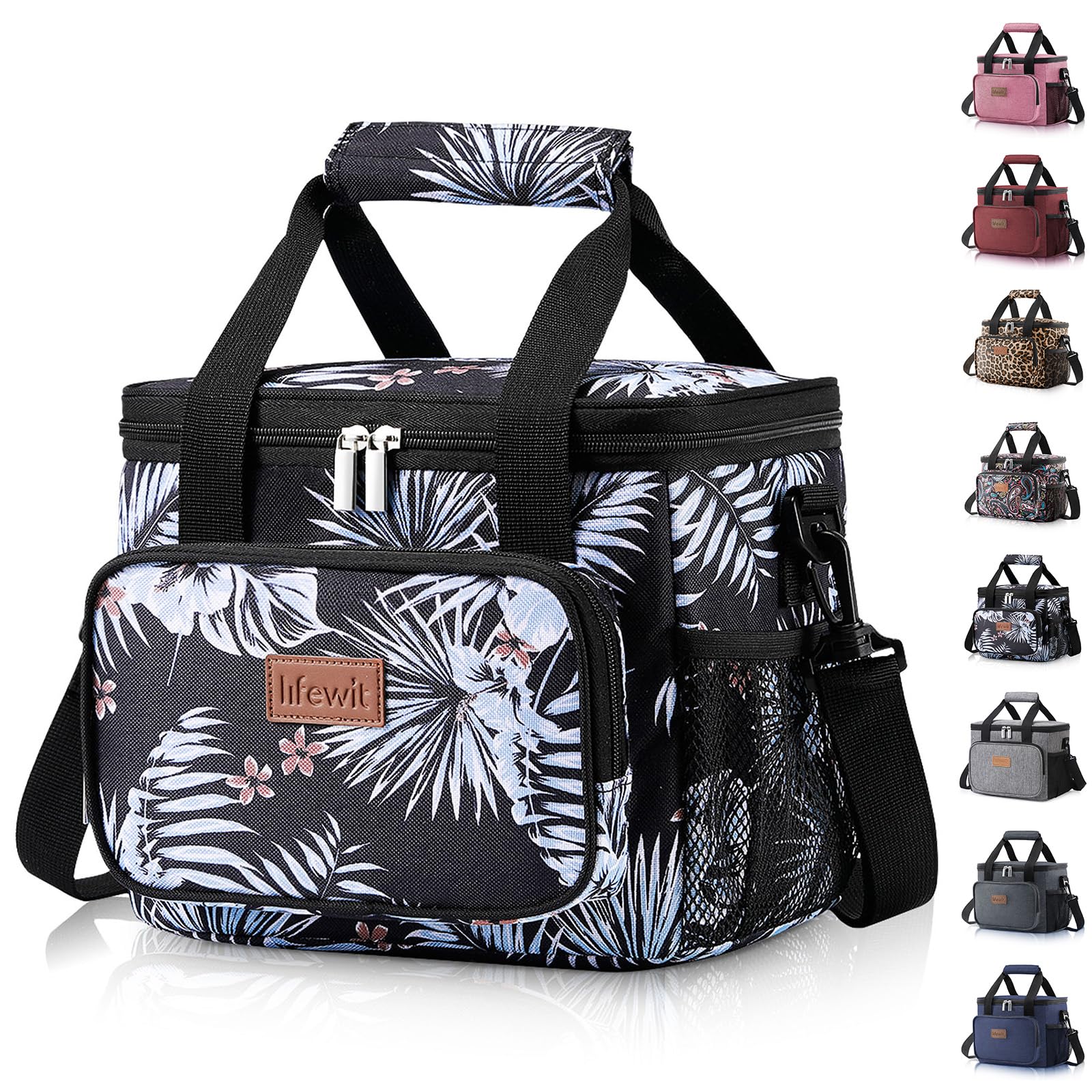 Lifewit Lunch Bag 9L 12 Can Insulated Lunch Box Soft Cooler Cooling Tote for Adult Men Women, Flower