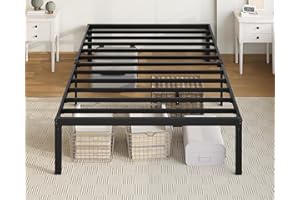 Allewie Twin Bed Frame, 14 inch Metal Platform Beds with Storage Space, No Box Spring Needed and Easy Assembly, Black