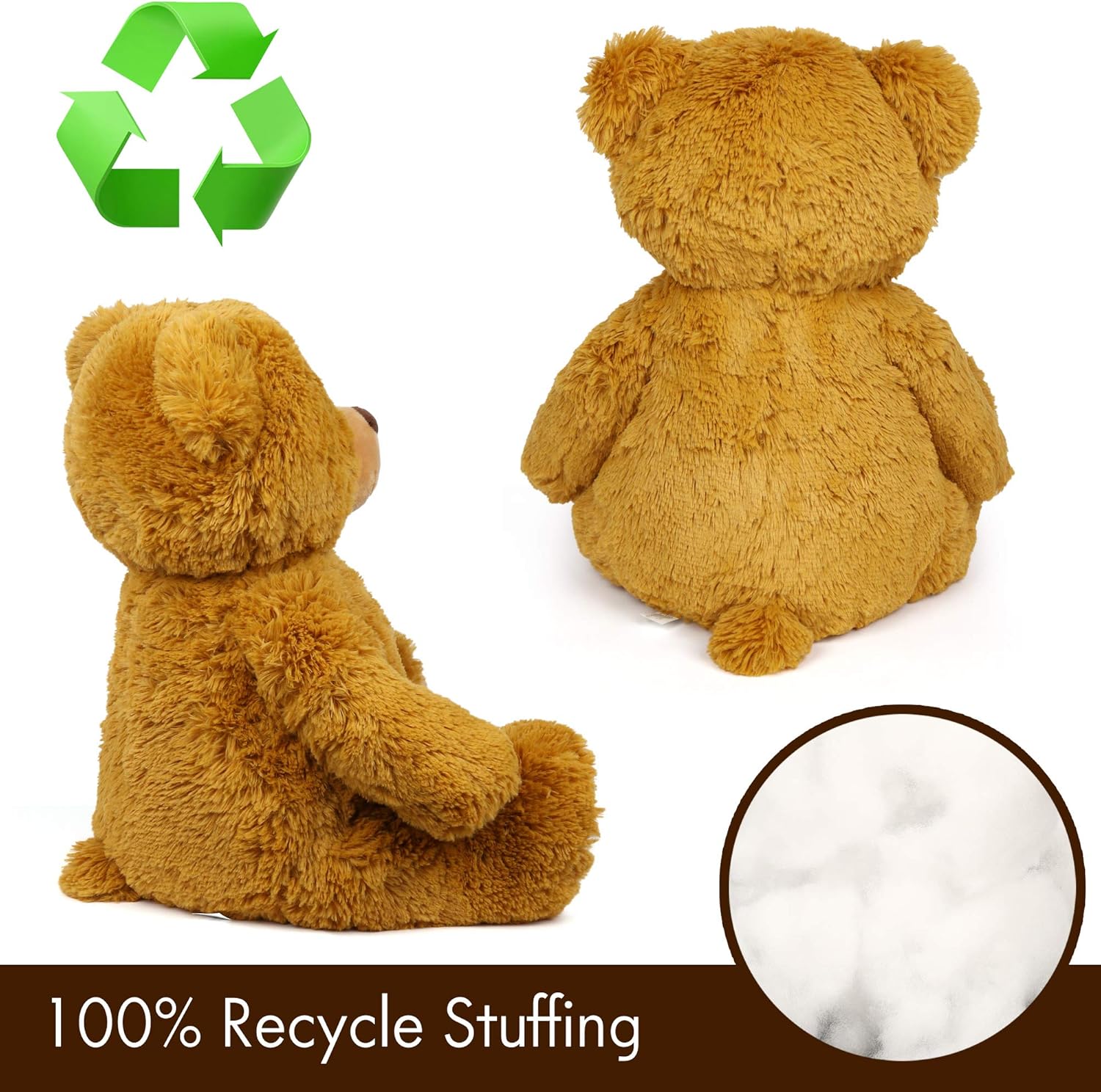 LotFancy 17" Teddy Bear Stuffed Animals Plush, Cuddly Stuffed Bear with Footprints, Gifts for Kids Girls Boys Birthday Valentines Mothers Day Party Favor: Toys & Games