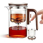 MACTANO Enchant Series Glass Magic Teapot with Magnetic Infuser, Modern Personal Tea Pot for Loose Leaf Tea Visual Brewing Easy Clean - 20.12 oz