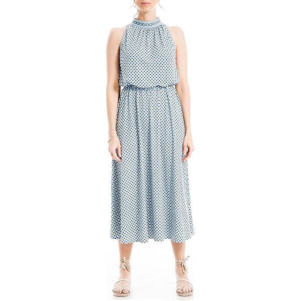 Briggs New York Tiered Linen Blend Dress, Sleeveless, Gray Stripe, Size XS  at Amazon Women's Clothing store