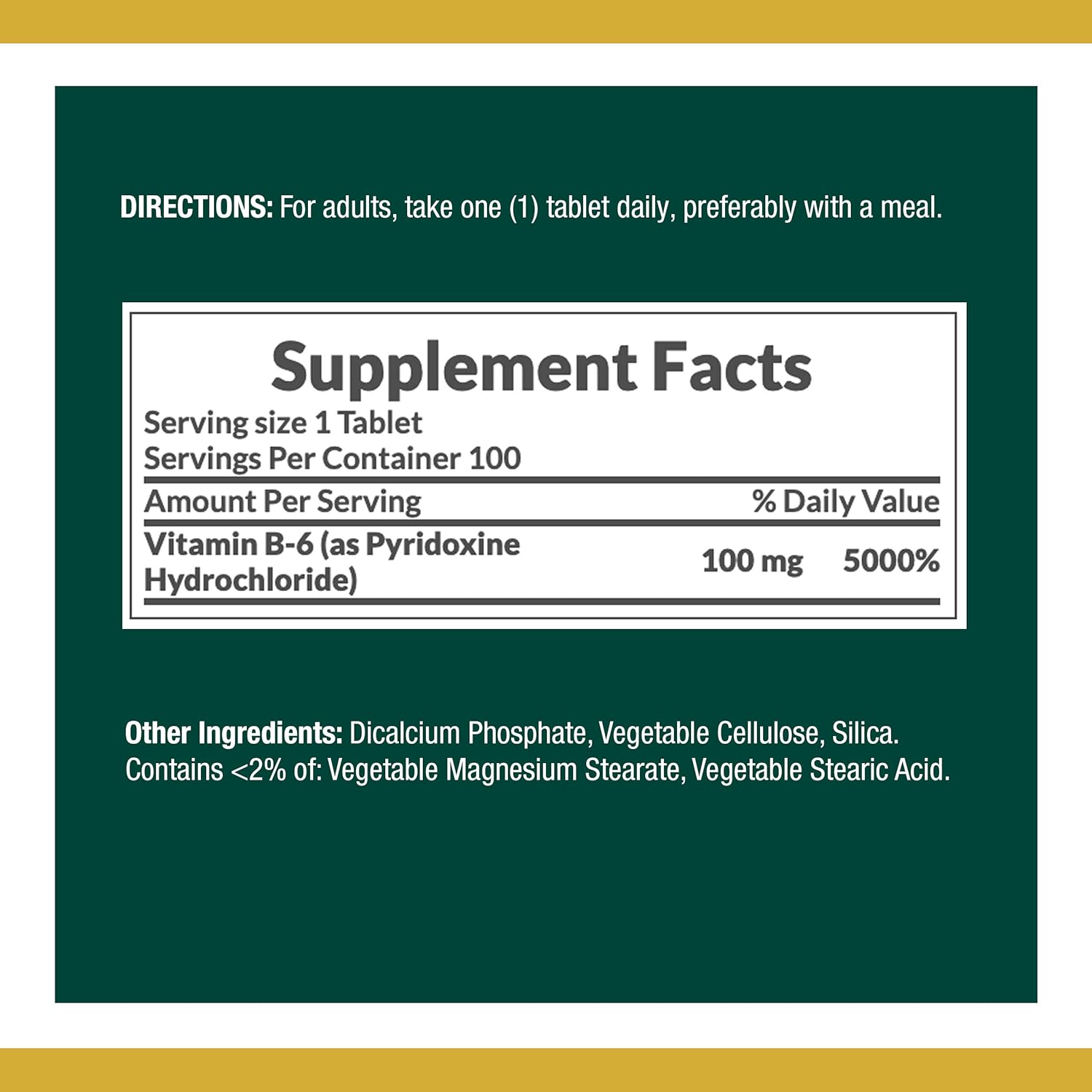 Vitamin B6 by Nature's Bounty, Vitamin Supplement, Supports Energy Metabolism and Nervous System Health, 100mg, 100 Tablets: Health & Personal Care