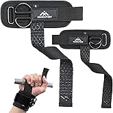 MaxOut360 Weight Lifting Straps with D Rings for Cable Machines and Gym Wrist Straps for Weightlifting with Lifting Cuffs and Enhanced Silicone Grip for Deadlifts & Gym Training, Black