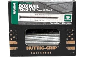 OHIY Huttig-Grip 3-1/4 in Framing Box Nails 12d Size, Hot Galvanized Finish, 1 lb Pack of 77 Nails
