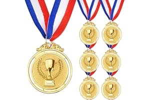 6 Pieces Gold Medals for Awards, Metal Kids Award Medals with Neck Ribbons, Olympic Style Trophy Awards Winner Medals Gold Pr