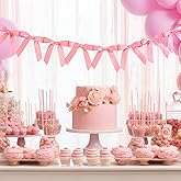 Pink Ribbon Banner Party Decorations, Coquette Women Girls Bow Decor Decorations, Garland Banners for Birthday Bachelorette, Bridal Showers, Birthday Supplies, Engagement, Wedding, Baby Shower