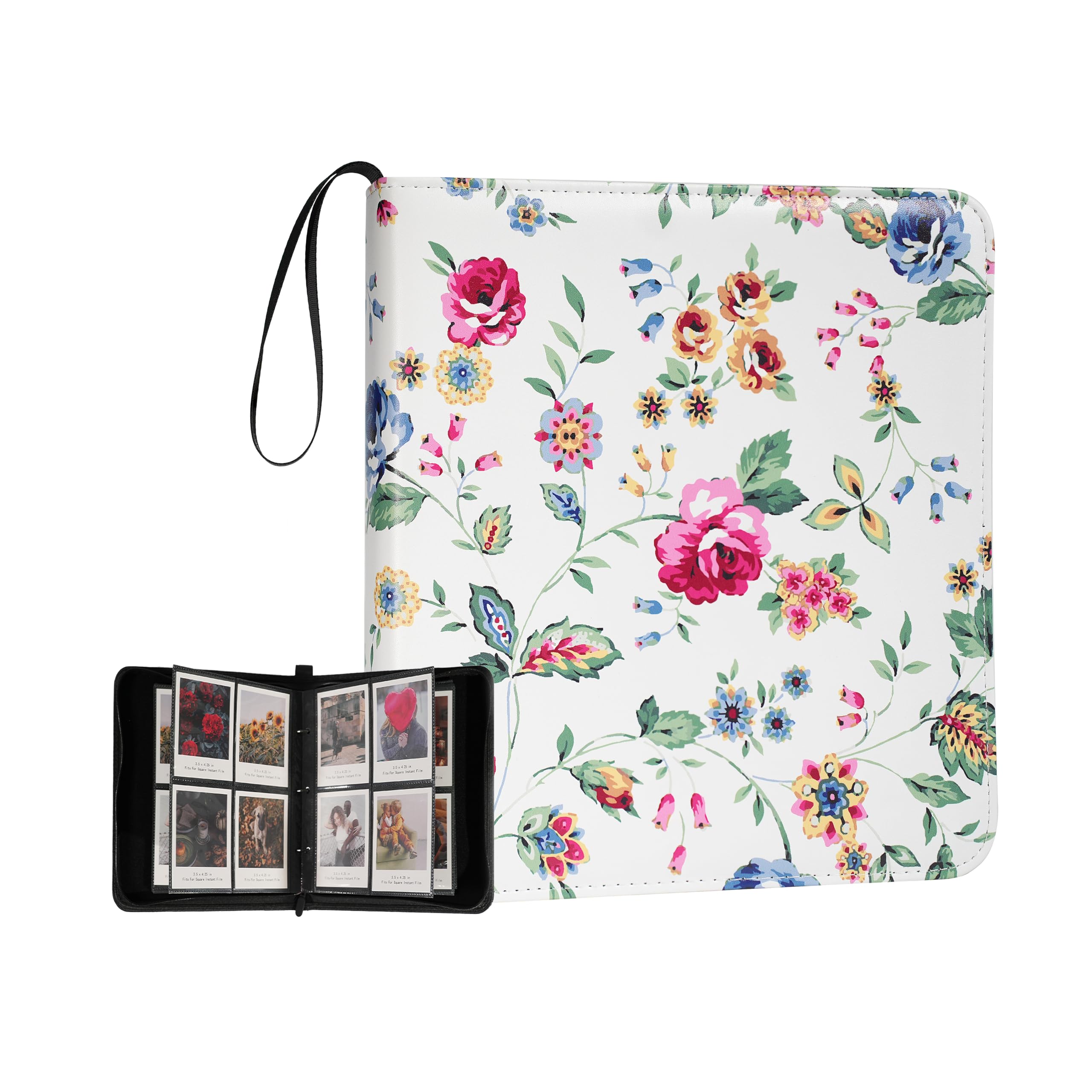 Photo 1 of 240 Pockets Portable Binder Photo Album Book For i-Type Square Polaroid Photos and Instax Wide Film Pictures (Abstract Rose)