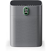 MORENTO Air Purifiers for Home Large Room up to 1076 Sq Ft with PM 2.5 Display Air Quality Sensor for Pet Hair, Double-Sided Air Inlet, 24db, Grey, 1 Pack + 2 Pack Filters
