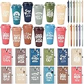 Skylety 36 Pcs Nurse Gifts Set 12 Appreciation Tumbler 12 Notebooks Motivational Journals 12 Thank You Ballpoint Pens 2026 Nurse Water Glasses Week CNA for Women(Retro Colors,24oz,Happy Life)