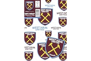 Danilo Promotions LTD West Ham United Wrapping Paper 2 Sheets 2 Tags, West Ham United Football Gift Wrap