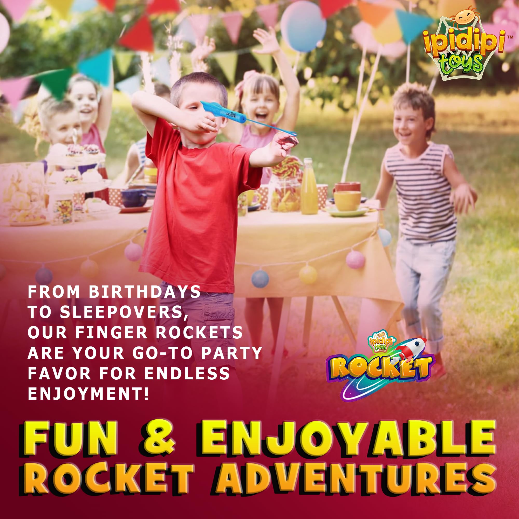 IPIDIPI TOYS Finger Rockets – Foam Rocket Launcher for Kids, Party Favors, High-Flying Air Rockets, Fun Gifts for Boys & Girls, Classroom Prizes – Assorted Colors, Pack of 12