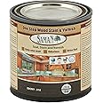 SamaN Interior One Step Wood Seal, Stain and Varnish – Oil Based Odorless Dye - Protection for Furniture and Fine Wood (Ebony SAM-318, 8 oz)