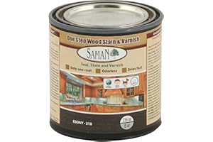 SamaN Interior One Step Wood Seal, Stain and Varnish – Oil Based Odorless Dye - Protection for Furniture and Fine Wood (Ebony