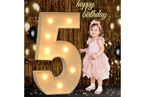 MIXIFOX 3FT Marquee Numbers, Light Up Numbers 5 for 5th 15th 50th Birthday Decorations, Big Numbers for Party Decorations, Large Light Up Numbers for Party Decor DIY Pre-Cut Foamboad Mosaic Numbers