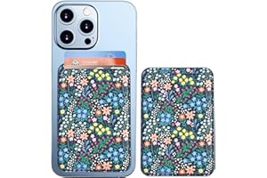 BINOCS Magnetic Card Holder, 2024 Latest Retro Mag-Safe Cell Phone Wallet Stick on Back of iPhone, RFID Blocking Card Case Compatible with iPhone 15/14/13/12 and Serises of iPhone Pro/Promax, Flower