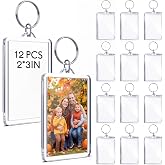 Inbagi Picture Frame Keychain Acrylic Clear Rectangle Photo Keychain Blanks | Rectangle Personalized Picture Frame Keychain Holder Blank Photo Insert Keyring DIY Favor
