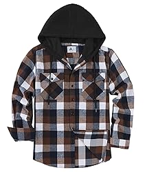 ZITY Men's Flannel Hoodie Shirts Casual Button Down