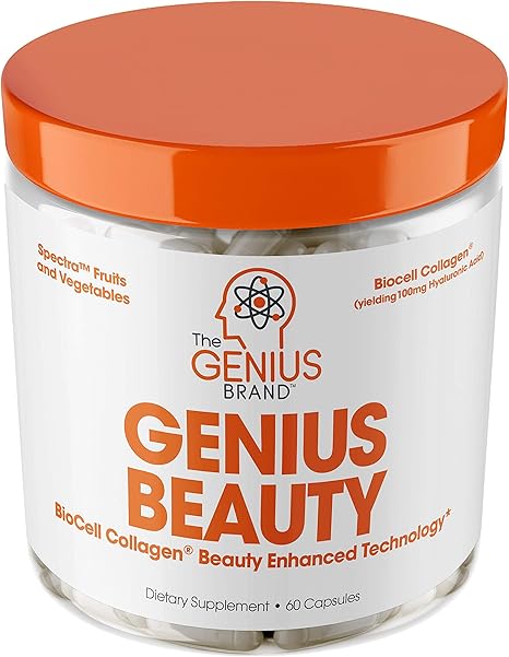 Genius Beauty Hair Skin And Nails Vitamins Detox Cleanse Anti Aging Antioxidant Supplement Collagen Pills Wglutathione Astaxanthin For