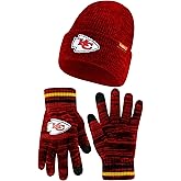 Ultra Game Youth NFL Official Super Soft Marl Knit Winter Beanie Knit Hat with Extra Warm Touch Screen Gloves