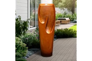 watnature 38.7"H Outdoor Water Fountains and Waterfalls - Indoor Water Jar Fountain Tall Floor Fountain with Lights&Pump for Garden, Patio, House Decor, Modern Indoor Fountains Outdoor Water Features