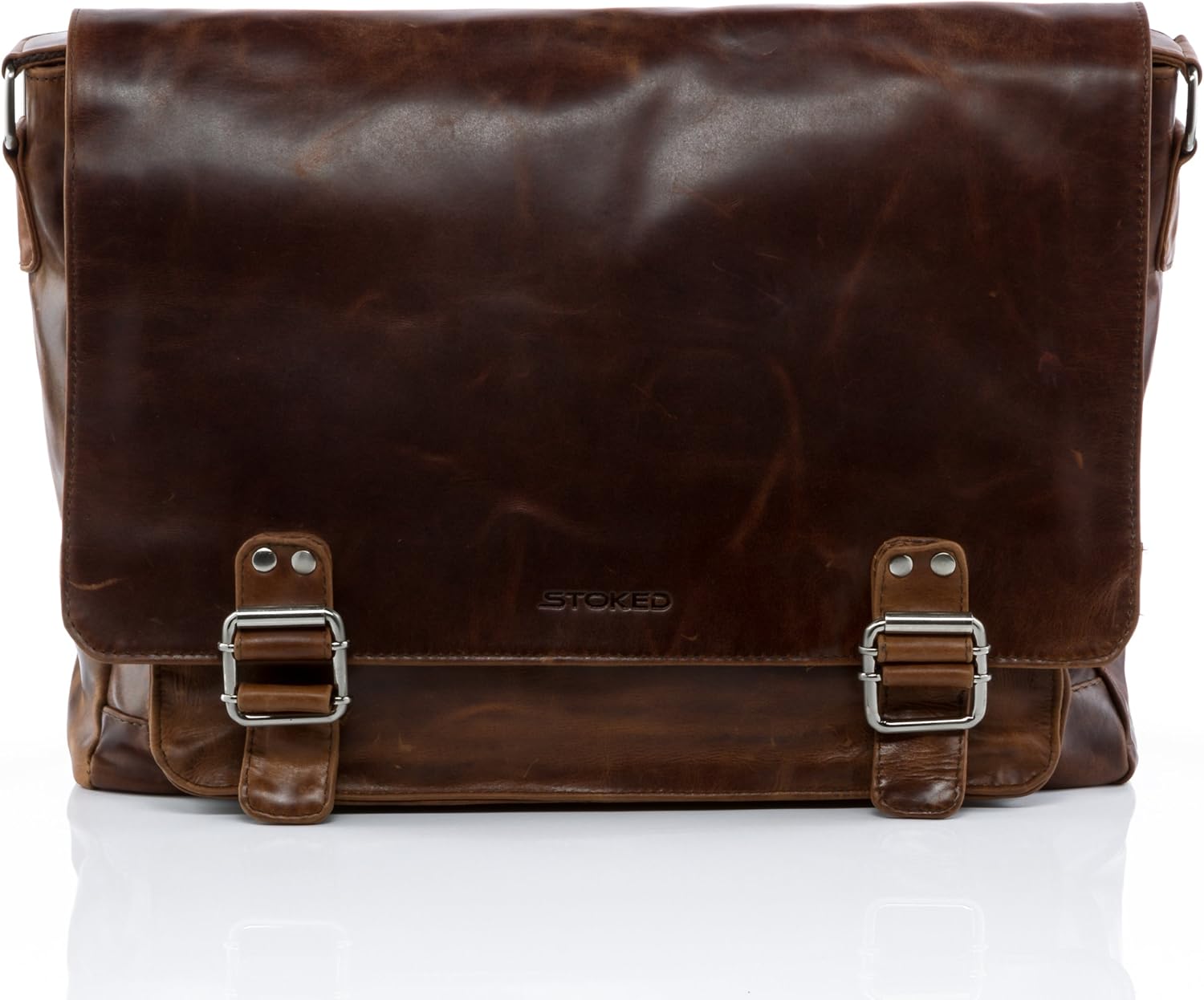 STOKED Messenger Bag echt Leder Nathan groß Laptoptasche 15.6" Laptop