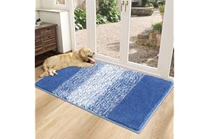 Vaukki Indoor Doormat Entryway Door Rug, Non Slip Absorbent Mud Trapper Mat Inside Floor Mat, Washable Door Carpet for Entryway (32''x48'', Navy)