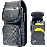 Magnetic Leather Phone Case for iPhone 17 Pro Max/16 Plus/16 Pro Max/15 Plus/Pro Max/14 Pro Max, & All Plus/Pro Max Models, Belt Clip Holster Pouch with Card Slots & Zippered Storage, Protective Cover