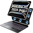 HOU iPad Pro 11 Inch Case With Keyboard M4 2024 (ONLY), Magic Keyboard Case for iPad 11-Inch (5th Gen), Multi-Touch Trackpad, 7 Colors Backlight, Easy-Set, Black
