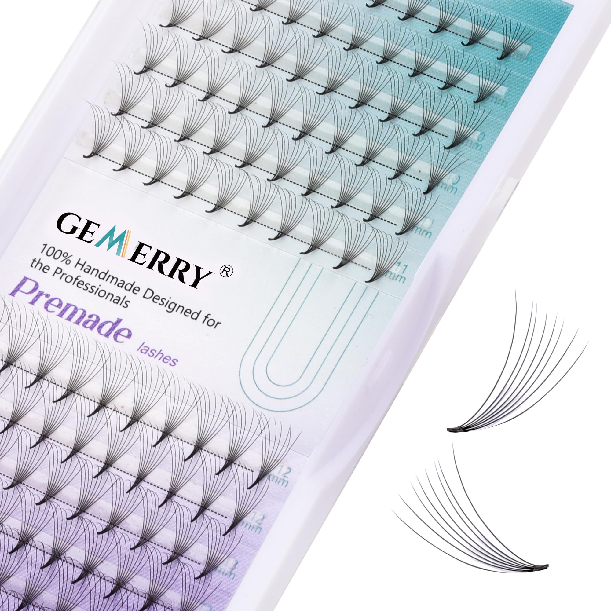 Pre Made Fan Eyelash Extensions 8D Fans 0.07mm D Curl 8-14mm Mix 8D Cluster Eyelash Extension Premade Fans Volume Russian Individual Lashes Cluster Gemerry Fan Lash Extensions(0.07-8D-D curl-Mix)