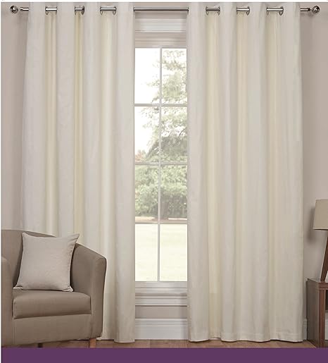 Sasa Craze Bedding Canvas Lined Eyelet Curtains 46x54 Ivory