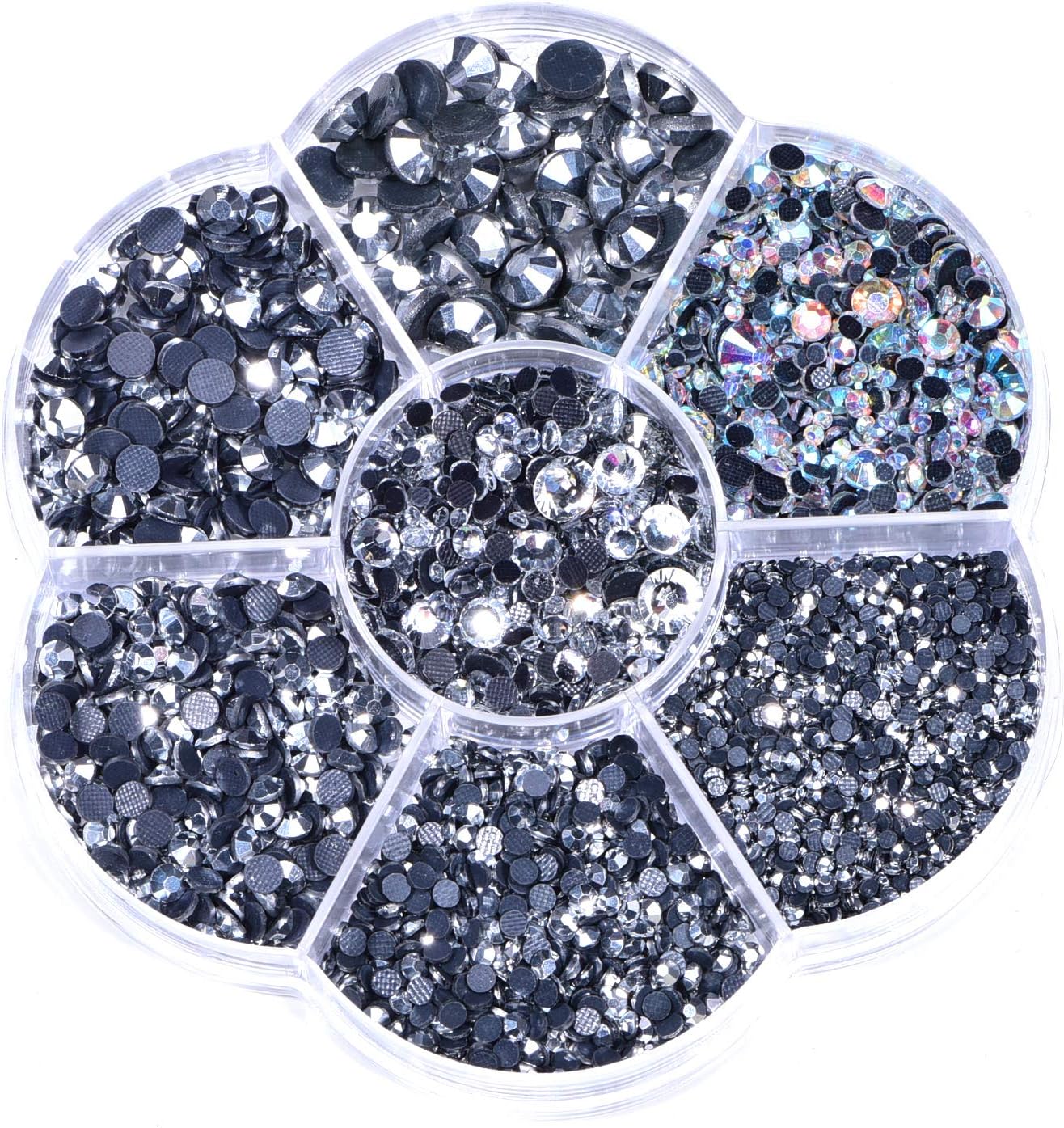 BLINGINBOX 3000pcs Hotfix Rhinestones,Hotfix Crystal Rhinestones Mixed Sizes SS6-SS30 Gems for Clothes and Craft DIY Decorations(Mine silver,DMC)