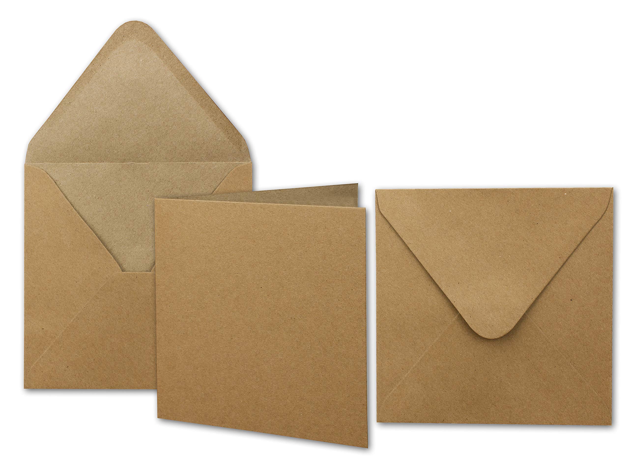 Kraft Paper Cards Including Envelopes, Set of Blank Recycled Invitation Cards in Brown 25 Stück Brown