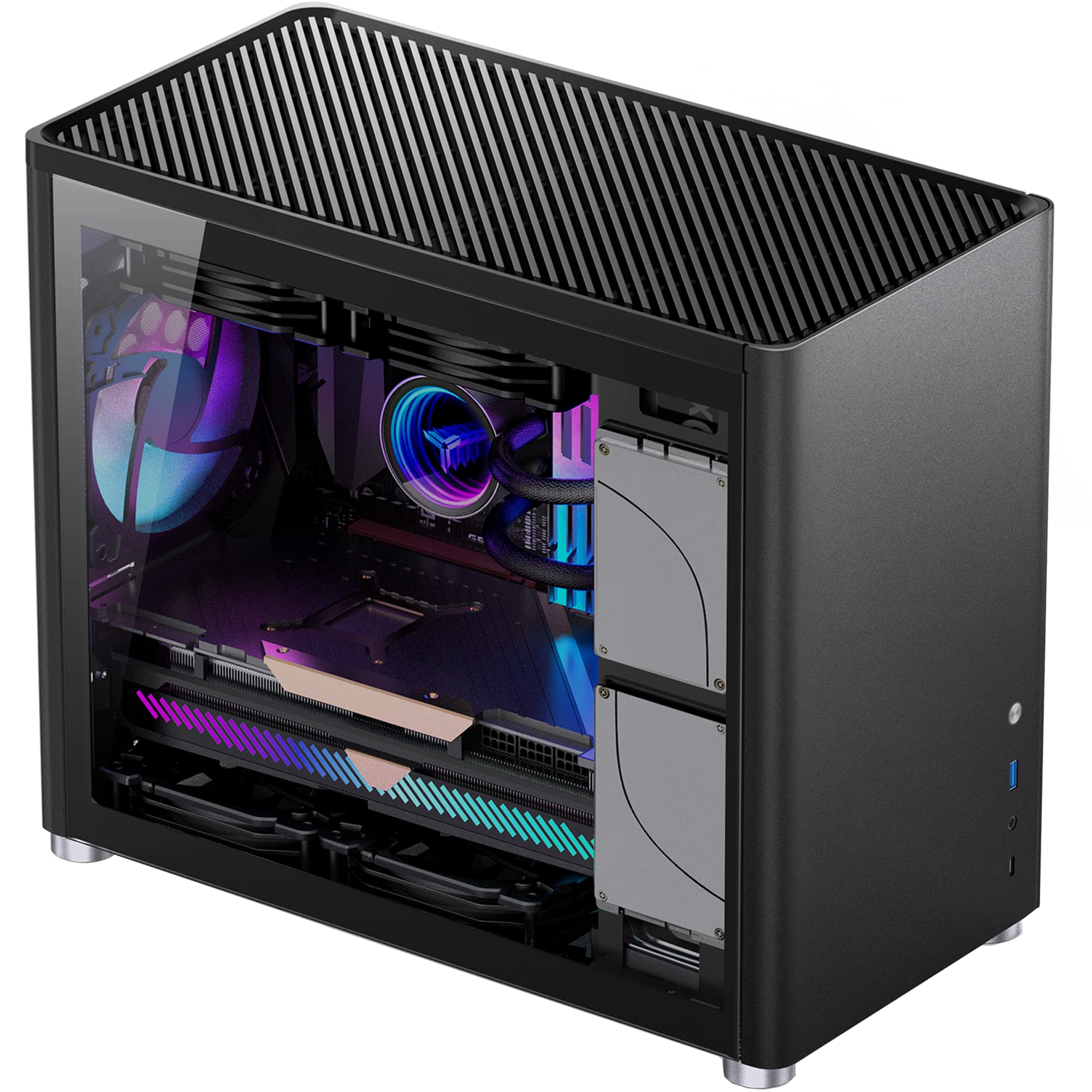 Mua D30 Black Mini Micro ATX Tower Computer Case, Aluminum Panel, Glass ...