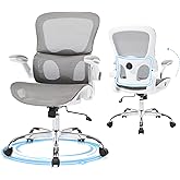 Office Chair, Ergonomic Desk Chair with Adjustable High Back 2D Lumbar Support Flip-up Armrests, Executive Breathable Mesh Comfy Swivel Rolling Computer Task Chair for Home Office Study Work Gaming