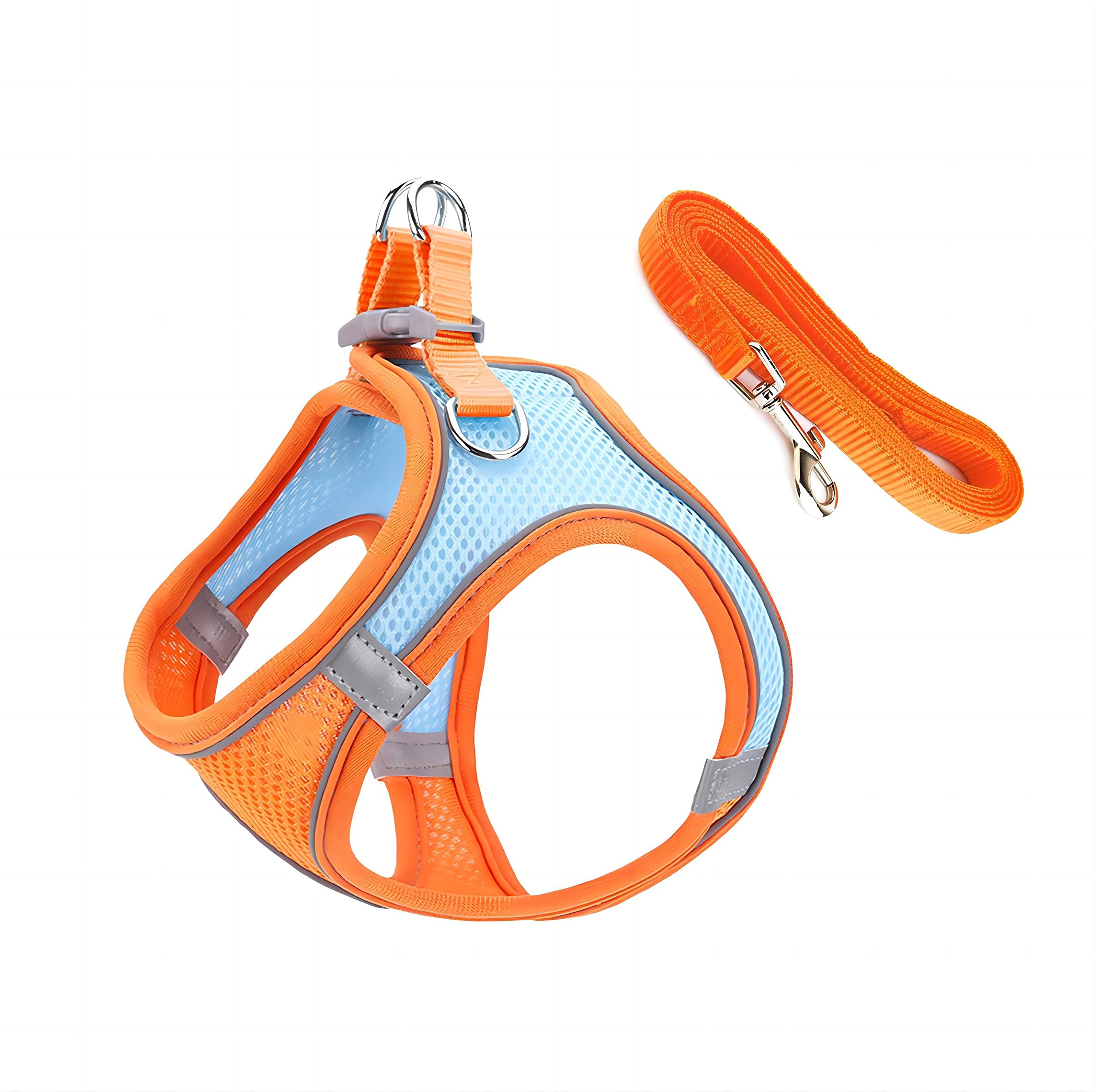 Qrity Cat Harness and Lead Set, Escape Proof Soft Cat Vest Harness with 1.5m/4.9 Ft Traction Rope, Reflective Adjustable Vest for Walking, Jogging, Outdoor Activity -L