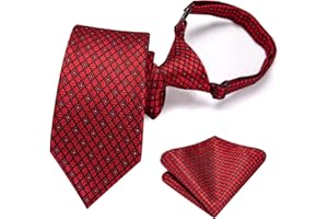 Hi-Tie Boys Tie Pre-Tied Pocket Square Set Adjustable Kids Neckties Age 7-11 Years School UniForm Graduation