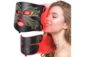 AURPHANY LED Light Therapy mask (E106A) Red Light Therapy for Face and Neck, 7-in-1 Colors Led Face Mask Light Therapy with 324 LED Beads, 5 Brightness Levels & 20 Mins Timer Function for Home & Travel