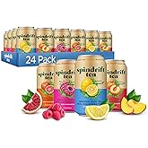 Spindrift Brewed Iced Tea, Variety Pack with Black Tea &amp; Green Tea, Made with Real Squeezed Fruit, No Carbonation, Slightly Sweet, 12 Fl Oz Cans, Pack of 24 (22-49 Calories)