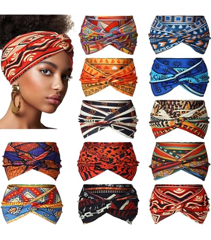 Amazon.com : WILLBOND Hairband 4 Pcs African Boho Print  display picture 1