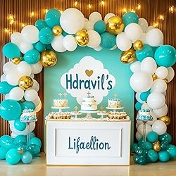 RUBFAC 129pcs Teal Blue Balloons Different Sizes 18