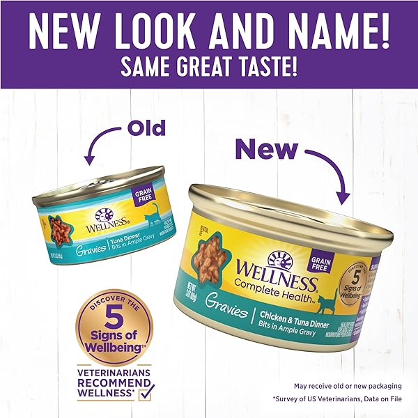 WELLNESS COMPLETE HEALTH GRAVY ADULT WET CAT FOOD, NATURAL, PROTEIN-RICH, GRAIN FREE, 3 OUNCE , 12 PACK, (CHICKEN & TUNA DINNER)