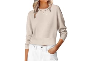 ANRABESS Women’s Long Sleeve Sweaters Cropped Crew Neck Business Casual Light Weight Sweater Tops Fall Fashion Clothes 2025