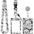 ID Badge Holder with Lanyard, Retractable Badge Holders Reels with Lanyards Adjustable, for Women Kids Teacher Nurses Doctor Student(Cute Skull)